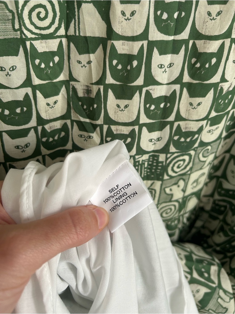 NWT Tulip B Vintage A Line Whimsical Green Cat Novelty Print Midi Dress Size XL - Picture 7 of 10